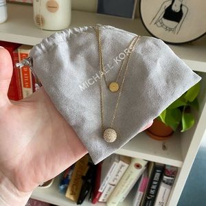 Michael Kors Two Layer Pendant Necklace, Gold Tone